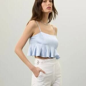 Club Monaco Silk Charmeuse blue Top Size 14